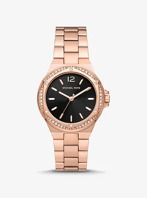 Montre Lennox de ton or rose à pavé