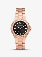Montre Lennox de ton or rose à pavé