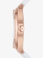 Oversized Lennox Pavé Rose Gold-Tone and Silicone Watch