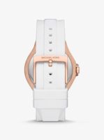 Oversized Lennox Pavé Rose Gold-Tone and Silicone Watch