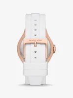 Oversized Lennox Pavé Rose Gold-Tone and Silicone Watch