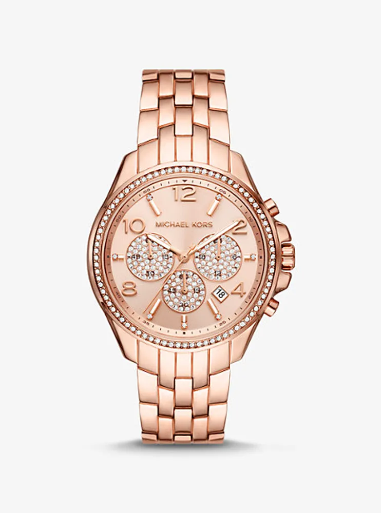 Oversized Pilot Pavé Rose Gold-Tone Watch
