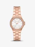 Montre Lennox miniature de ton or rose à pavé