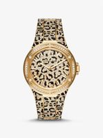 Oversized Lennox Animal Pavé Gold-Tone Watch