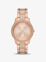Montre Tibby surdimensionnée de ton or rose à pavé