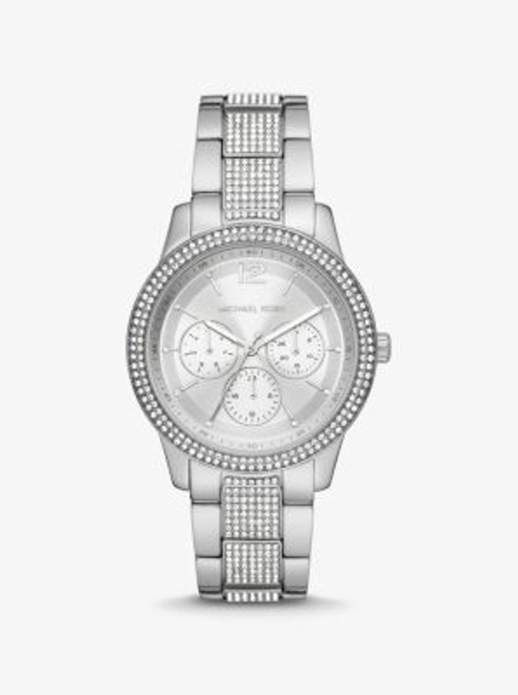 Montre Tibby surdimensionnée argentée à pavé