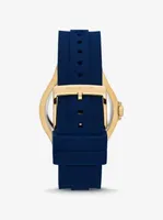 Oversized Lennox Pavé Gold-Tone and Silicone Watch