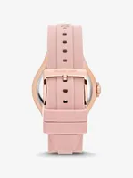 Montre Lennox surdimensionnée de ton or rose à pavé et à bracelet en silicone