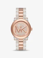 Runway Pavé Rose Gold-Tone and Acetate Watch