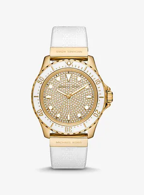 Oversized Slim Everest Pavé Gold-Tone and Embossed Silicone Watch