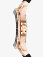 Oversized Slim Everest Pavé Rose-Gold Tone and Embossed Silicone Watch