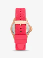 Oversized Slim Everest Pavé Rose-Gold Tone and Embossed Silicone Watch