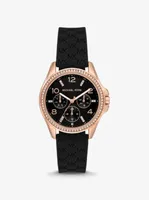 Mini Pilot Pavé Rose Gold-Tone and Logo Silicone Watch