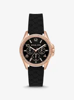 Mini Pilot Pavé Rose Gold-Tone and Logo Silicone Watch