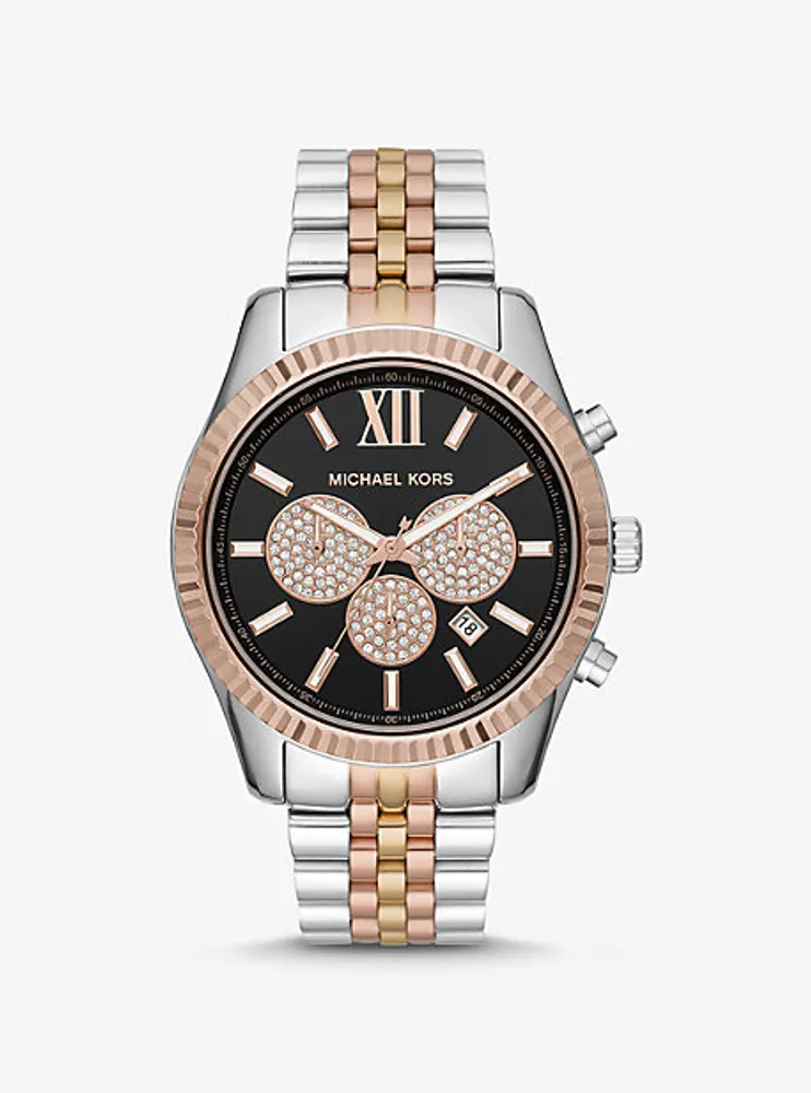 Oversized Lexington Tri-Tone Watch