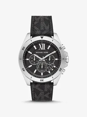 Oversized Brecken Logo and Silver-Tone Watch