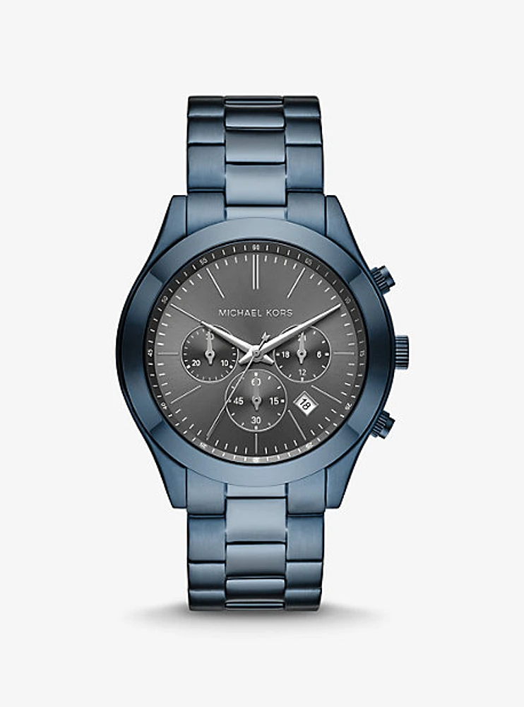 Montre Runway mince surdimensionnée de ton bleu