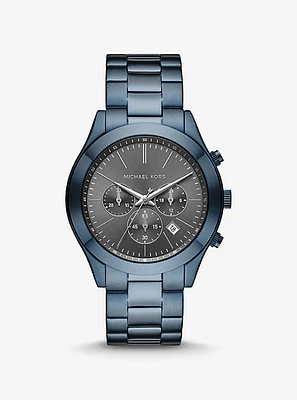 Montre Runway mince surdimensionnée de ton bleu