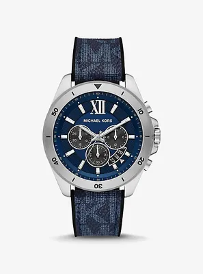 Oversized Brecken Logo and Silver-Tone Watch