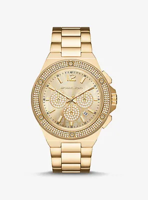 Montre Lennox surdimensionnée dorée à pavé