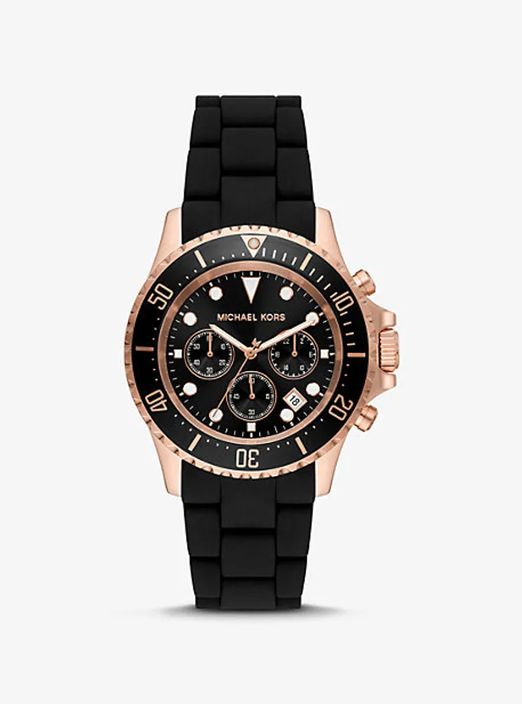 Michael Kors + Oversized Everest Rose Gold-Tone and Silicone Watch |  Galeries Capitale