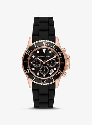 Oversized Everest Rose Gold-Tone and Silicone Watch