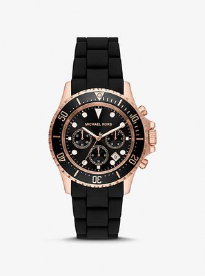 Montre Everest surdimensionnée de ton or rose à bracelet en silicone