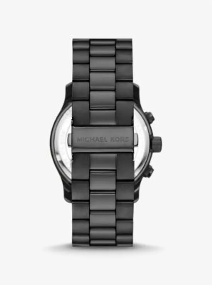 Michael Kors, Oversized Slim Runway Black-Tone Watch, Black, One Size