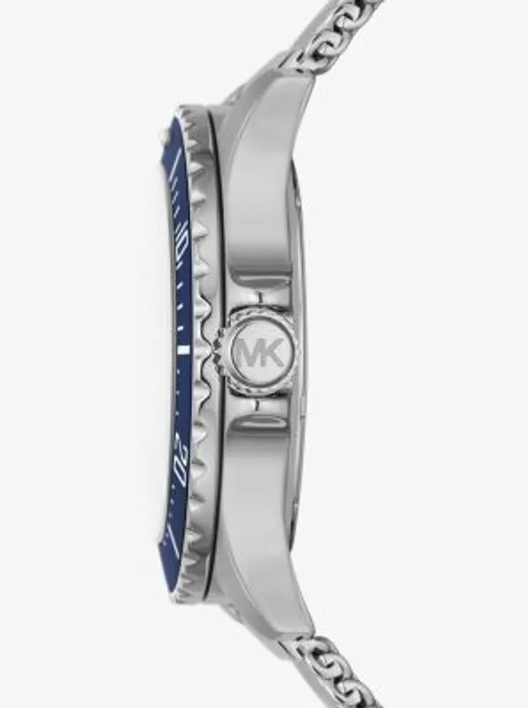 Montre Everest mince surdimensionnée argentée à bracelet en maille