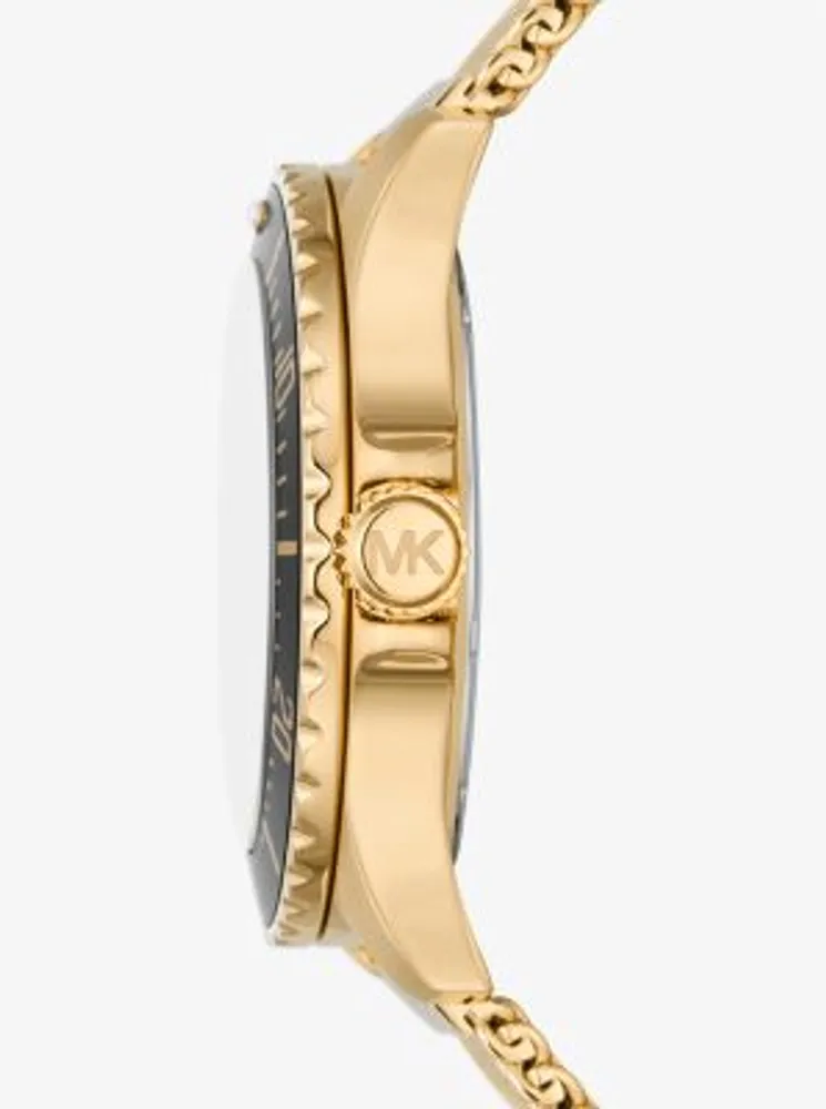 Montre Everest mince surdimensionnée dorée à bracelet en maille
