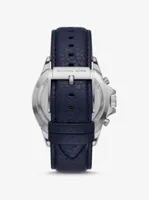 Oversized Everest Silver-Tone and Pebbled Leather Watch