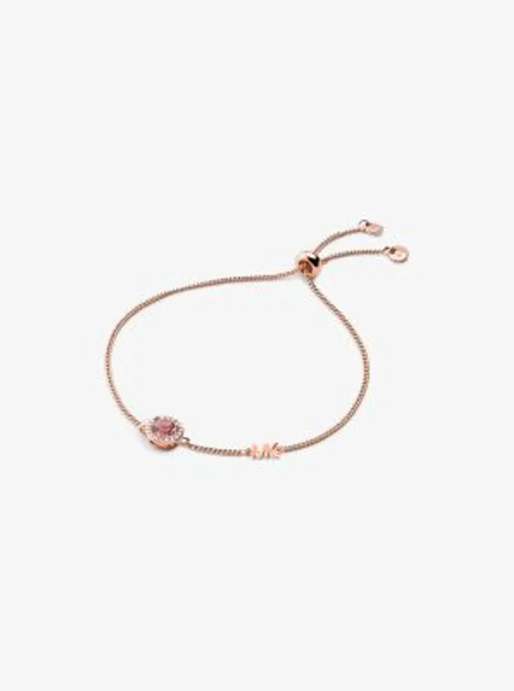 14K Rose Gold-Plated Sterling Silver Stone Halo Slider Bracelet