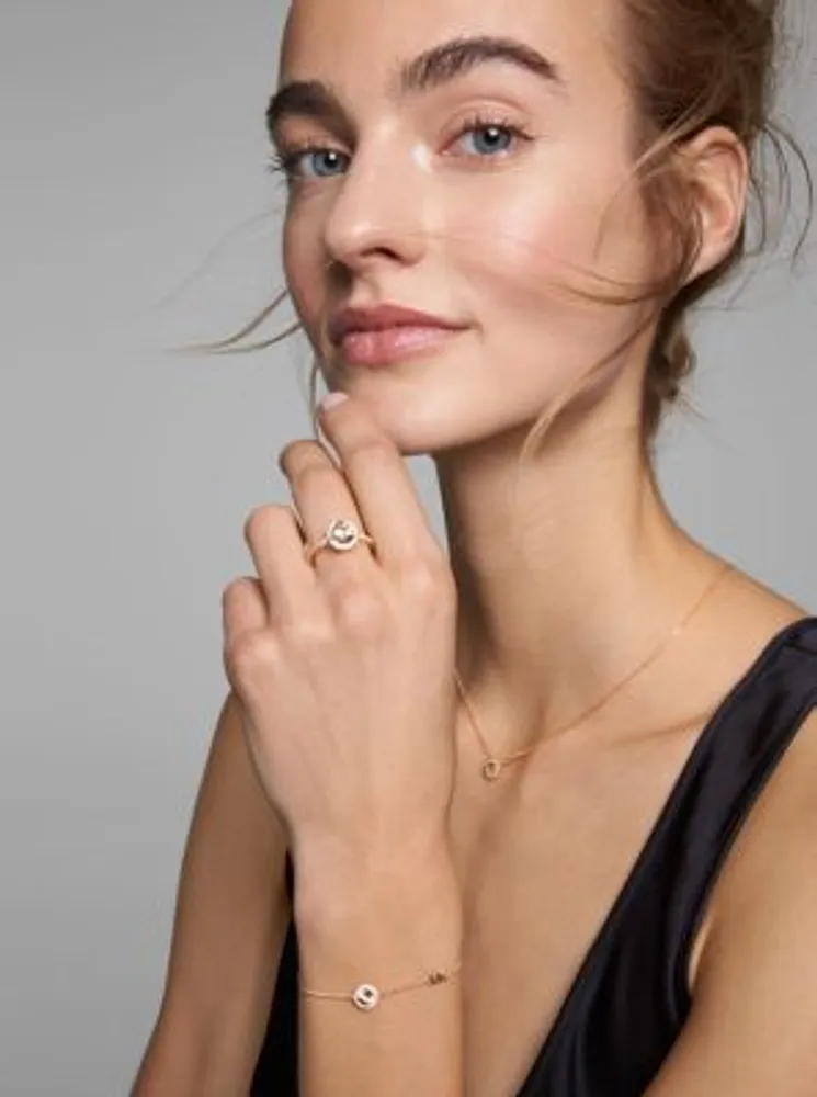 14K Rose Gold-Plated Sterling Silver Stone Halo Slider Bracelet