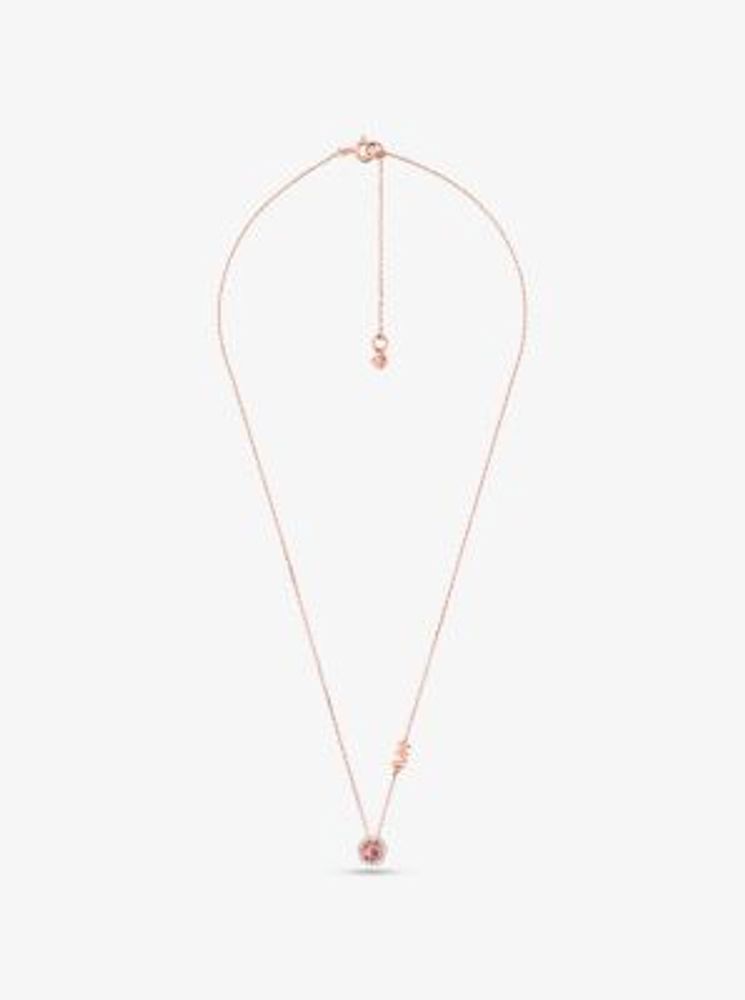 14K Rose Gold-Plated Sterling Silver Stone Halo Necklace