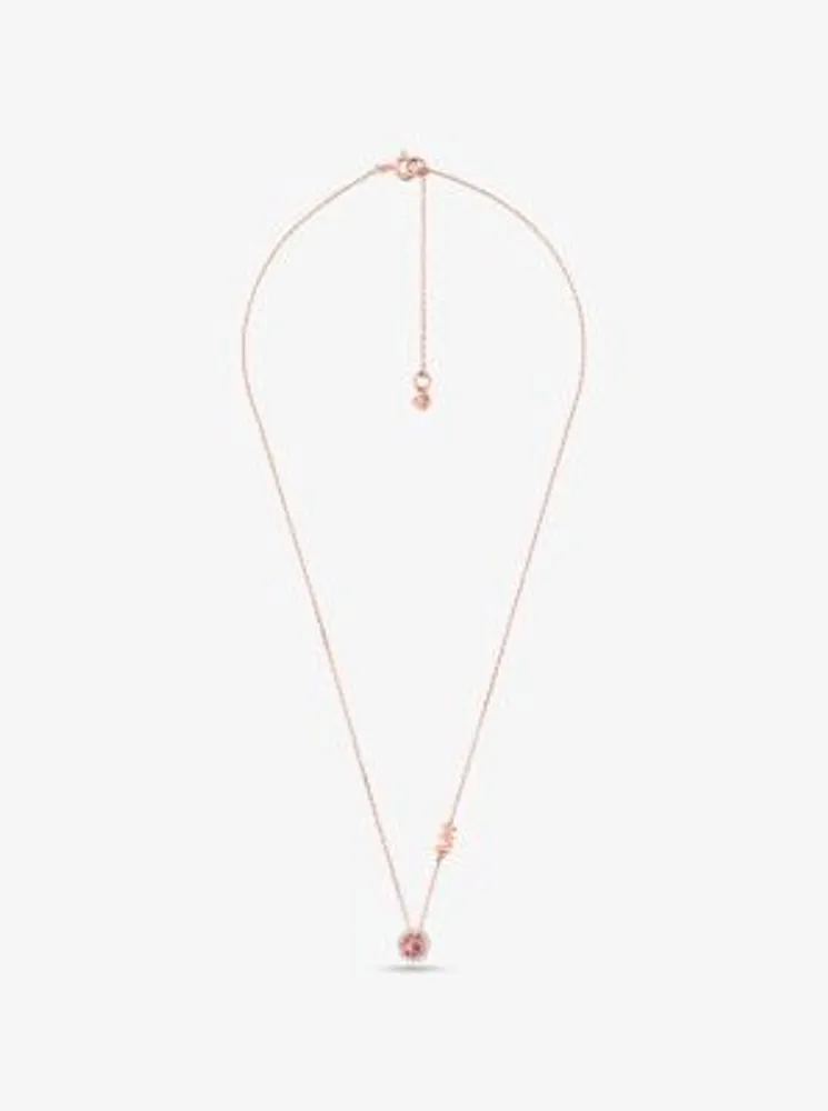 14K Rose Gold-Plated Sterling Silver Stone Halo Necklace