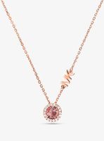 14K Rose Gold-Plated Sterling Silver Stone Halo Necklace