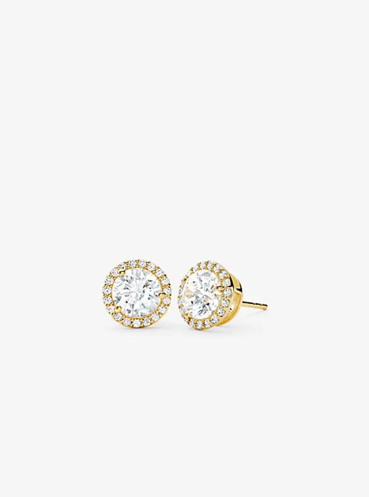 Precious Metal-Plated Sterling Silver Pavé Large Studs