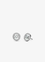 Precious Metal-Plated Sterling Silver Pavé Logo Stud Earrings