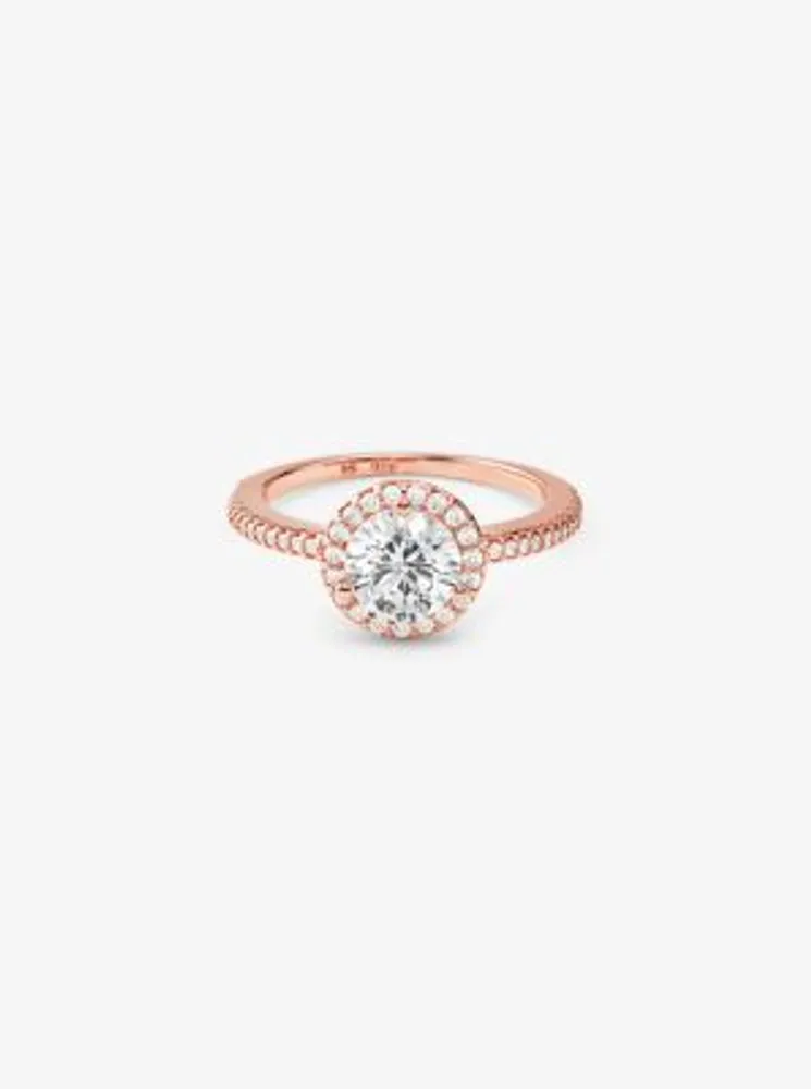 Precious Metal-Plated Sterling Silver Pavé Oversized Halo Ring