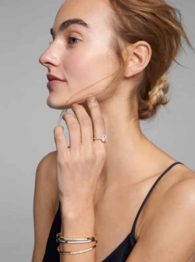 Precious Metal-Plated Sterling Silver Pavé Oversized Halo Ring
