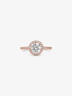 Precious Metal-Plated Sterling Silver Pavé Oversized Halo Ring