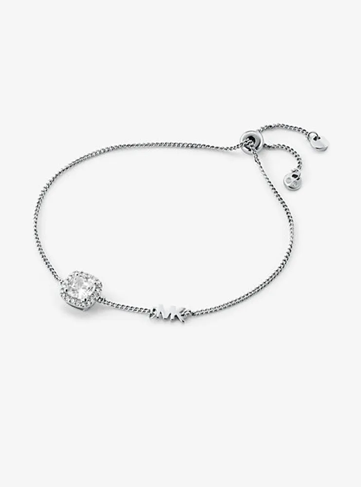 Bracelet coulissant en argent sterling à halo et à pavé