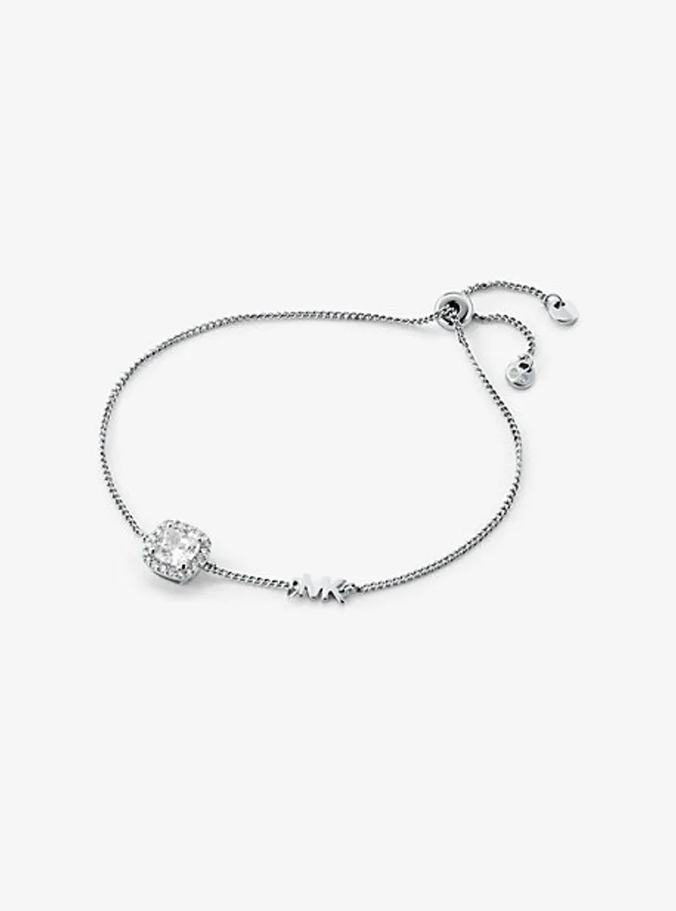 Bracelet coulissant en argent sterling à halo et à pavé