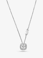 Sterling Silver Pavé Halo Necklace