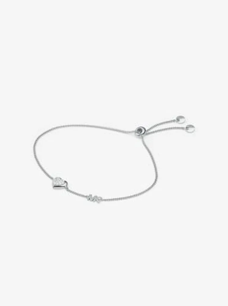 Sterling Silver Pavé Heart Slider Bracelet