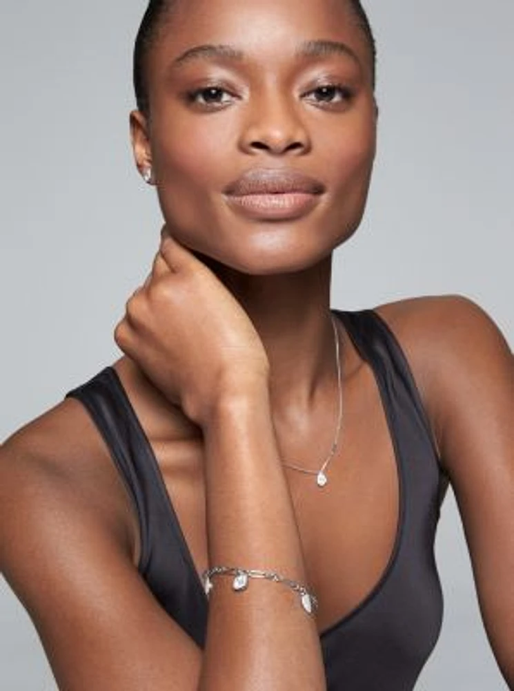Sterling Silver Pavé Charm Bracelet
