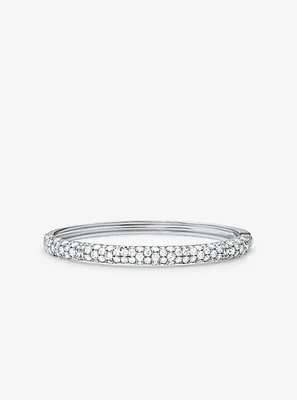Precious Metal-Plated Sterling Silver Pavé Bangle