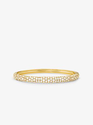 Precious Metal-Plated Sterling Silver Pavé Bangle