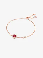 14K Rose Gold-Plated Sterling Silver Crystal Heart Slider Bracelet