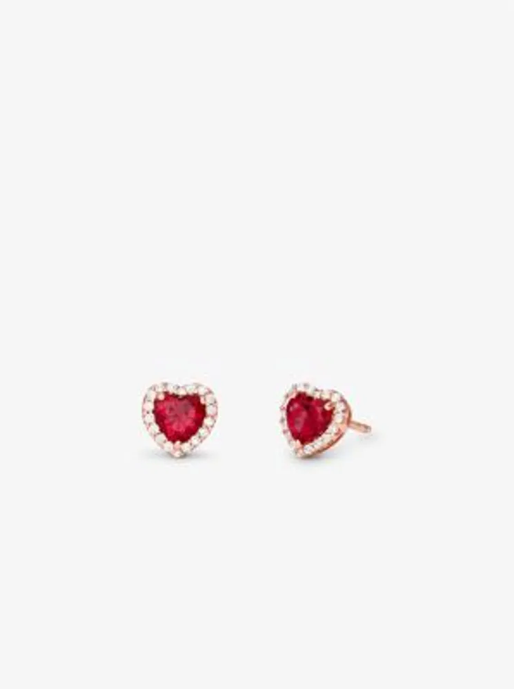 MICHAEL KORS 14K RoseGold Plated Sterling Silver Pavé Heart Stud Earrings   eBay